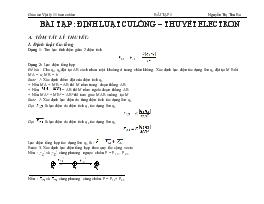 Bài tập: Định luật Culông – Thuyết electron