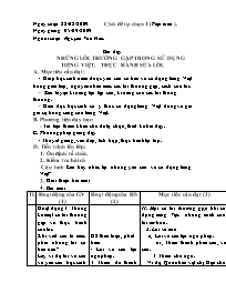 Giáo án môn Ngữ văn khối 11 - Bài dạy: Những lỗi thường gặp trong sử dụng tiếng Việt, thực hành sửa lỗi