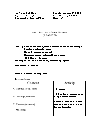 Bài ôn tập môn Tiếng Anh 11 - Unit 12: The asian games (reading)