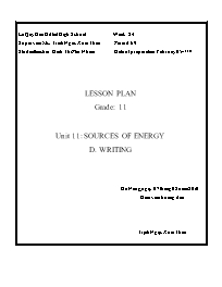 Bài soạn môn học Tiếng Anh lớp 11 - Unit 11: Sources of energy - D. writing
