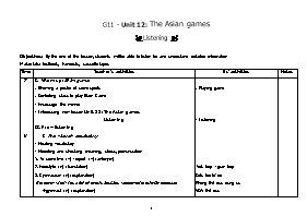 Bài soạn môn học Tiếng Anh lớp 11 - Unit 12: The Asian games - Listening