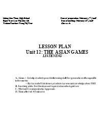 Bài soạn Tiếng Anh 11 - Unit 12: The asian games - Hoàng Hoa Tham High School