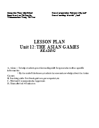 Bài soạn Tiếng Anh 11 - Unit 12: The asian games (reading)