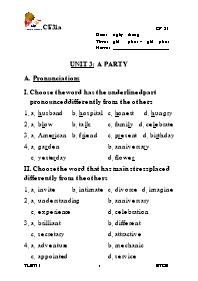 Bài soạn Tiếng Anh 11 - Unit 3: A party
