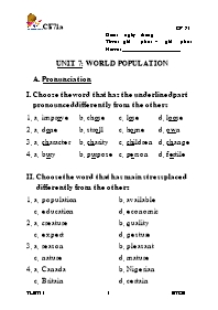 Bài soạn Tiếng Anh 11 - Unit 7: World population