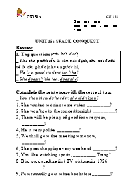 Bài soạn Tiếng Anh khối 11 - Unit 15: Space conquest