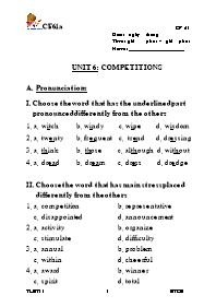 Bài soạn Tiếng Anh khối 11 - Unit 6: Competitions