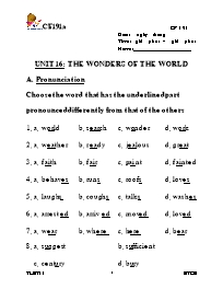 Bài soạn Tiếng Anh lớp 11 - Unit 16: The wond