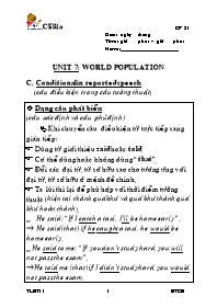 Bài soạn Tiếng Anh lớp 11 - Unit 7: World population