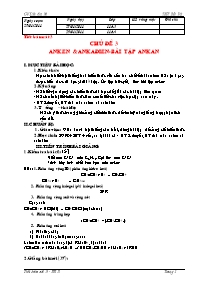Giáo án môn Hóa học 11 - Trường THPT Bắc Yên - Tiết 3: Anken và ankađien - Bài tập ankan