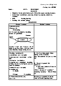 Lesson plan of English 11 - Period 1 đến peri