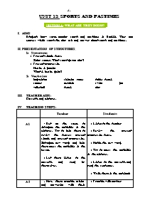 Bài soạn môn học Tiếng Anh khối lớp 11 - Unit 12: Sports and pastimes - Section A, B