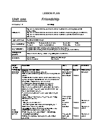 Bài soạn môn học Tiếng Anh khối lớp 11 - Unit one Friendship - Lesson No 1 - 2 Reading