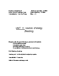 Bài soạn môn học Tiếng Anh lớp 11 - Unit 11: Sources of energy (reading)