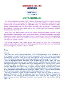 English 11 - Illiteracy - Unit 5: Illiteracy