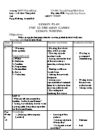 Lesson plan - Unit 12: The asian games - Less