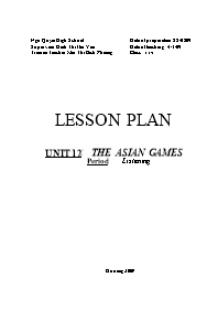 Lesson plan - Unit 12: The asian games - Period: Listening