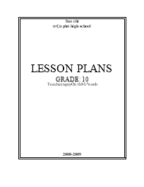 Lesson plans grade: 10 năm 2008 - 2009