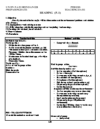 Thiết kế bài dạy môn Tiếng Anh 11 - Period 1 đến period 7