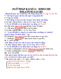 Tiếng Anh khối 11 - Ngữ pháp bài số 11: Teduced relativeclauses